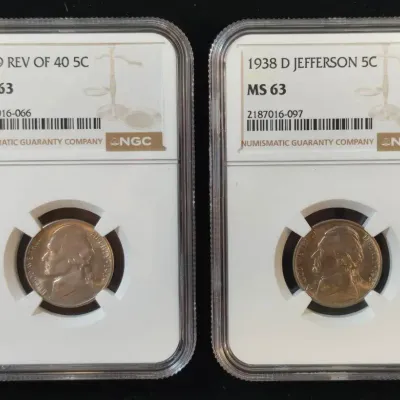 1938-D & 1939-P Uncirculated Jefferson Nickels NGC MS-63