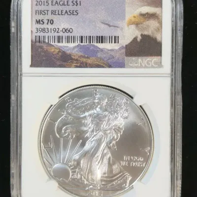 2015 1oz Pure Silver $1.00 Eagle First Release & Perfect Grade NGC MS-70
