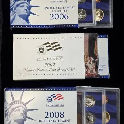 2006, 2007, 2008 US Mint Proof Sets Original