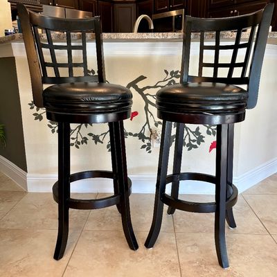 Bar-height black swivel bar stools