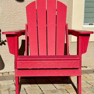 Red Adirondack all-weather HDPE chairs