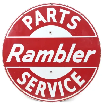 Sale Photo Thumbnail #14: Rambler Parts Service Double Sided Porcelain Sign