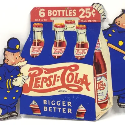 Sale Photo Thumbnail #242: 1940s Pepsi-Cola Double Sided Diecut Sign