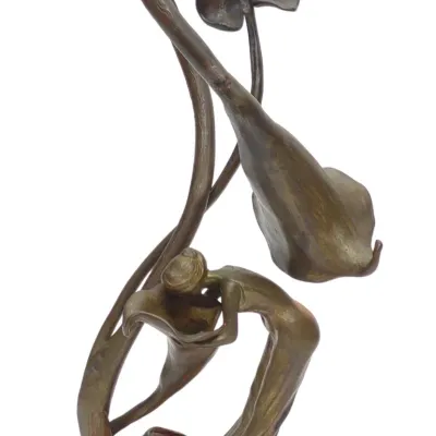 Sale Photo Thumbnail #70: Art Nouveau Bronze Andre Tassu Figural Lily Lamp