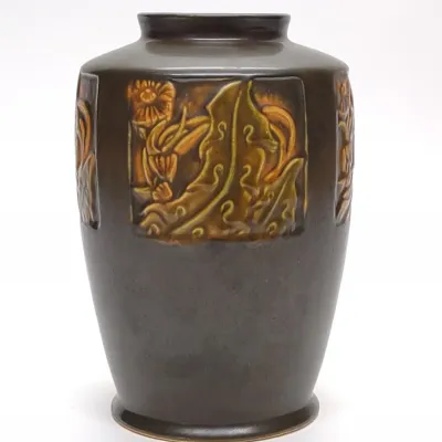 Sale Photo Thumbnail #493: Roseville Pottery Rosecraft Panel Vase