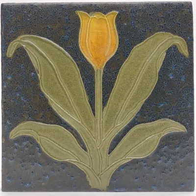 Sale Photo Thumbnail #491: Ephraim Faience Tulip Pottery Art Tile (5x5")