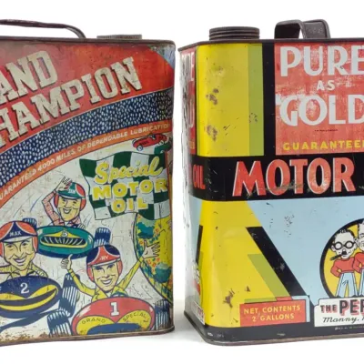 Sale Photo Thumbnail #200: (2) Pep Boys & Grand Champion Two Gallon Oil Cans