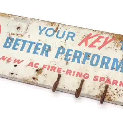 Sale Photo Thumbnail #487: AC Spark Plugs Tin Advertising Key Rack Sign (SST)