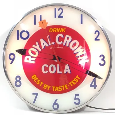 Sale Photo Thumbnail #196: Royal Crown Cola Lighted Advertising Clock (works)