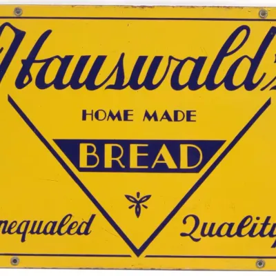 Sale Photo Thumbnail #273: Hauswald's Bread Porcelain Advertising Sign (SSP)