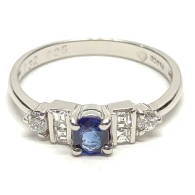 Sale Photo Thumbnail #69: Platinum Sapphire & Diamond Ring (sz 6.25)