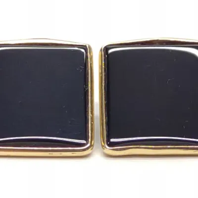 Sale Photo Thumbnail #327: 14K Yellow Gold & Onyx Post Earrings (15x13mm)