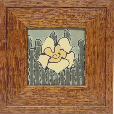 Sale Photo Thumbnail #411: Ephraim Faience Pottery Morning Daffodil Tile Art