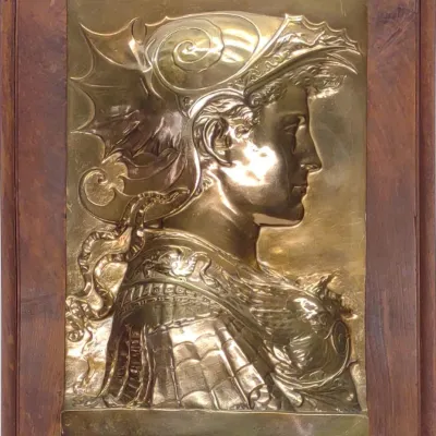 Sale Photo Thumbnail #51: 19th C. Bronze Relief Plaque of Goddess Minerva