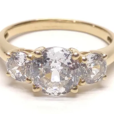 Sale Photo Thumbnail #405: 14K Yellow Gold CZ Three-Stone Ring (sz 8)