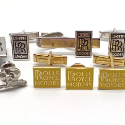 Sale Photo Thumbnail #406: 11 pc Rolls Royce Cufflinks, Pins, Tie Clip, Badge