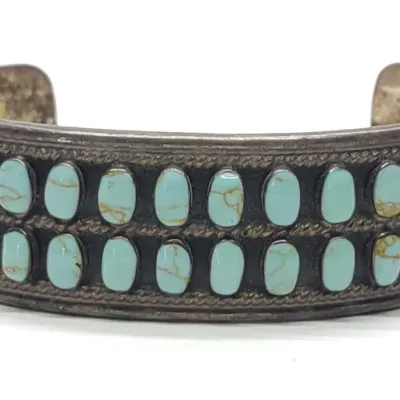 Sale Photo Thumbnail #446: Sterling & Turquoise Petit Point Cuff Bracelet