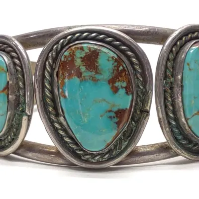 Sale Photo Thumbnail #447: Southwest Sterling Silver Turquoise Cuff Bracelet