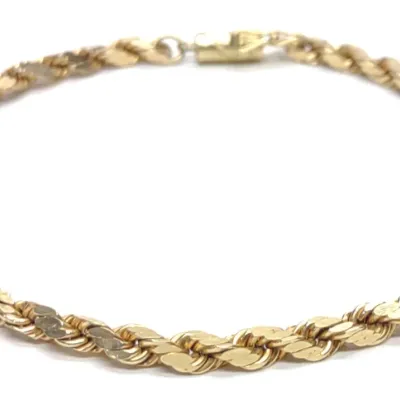 Sale Photo Thumbnail #53: 14K Yellow Gold 3.5mm Rope Chain Bracelet (8" L)