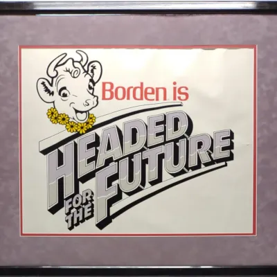 Sale Photo Thumbnail #634: Borden Dairy Ice Cream Advertising Poster in Frame