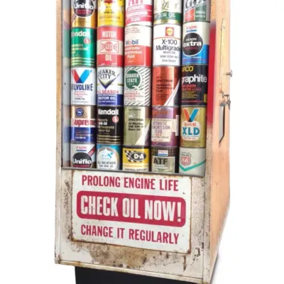 Sale Photo Thumbnail #193: Seloil Oil Can Display Service Cabinet w/ 50 Cans