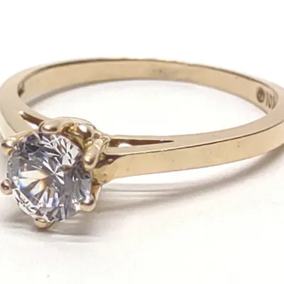 Sale Photo Thumbnail #420: 10K Yellow Gold Solitaire CZ Ring (sz 7.25)