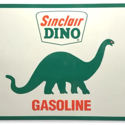 Sale Photo Thumbnail #87: 59x42 Sinclair Dino Gasoline Tin Embossed Sign SST