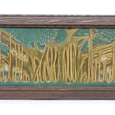 Sale Photo Thumbnail #618: 18x6" Joshua M. Johnson Ceramic Tree Tile Art