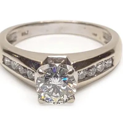 Sale Photo Thumbnail #7: 14K White Gold 0.92ct Diamond Ring (sz 7.5)