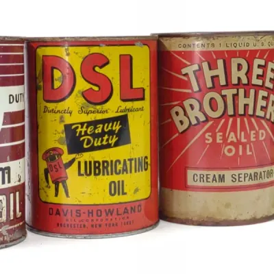 Sale Photo Thumbnail #341: 4 Vintage One Quart Tin Oil Advertising Cans