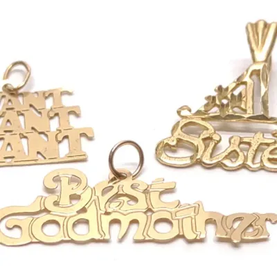 Sale Photo Thumbnail #421: (3) 14K Yellow Gold Charm Pendants