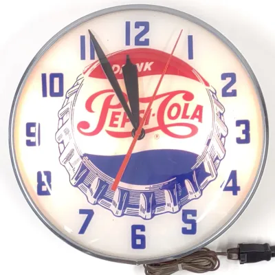 Sale Photo Thumbnail #195: 1956 Pepsi-Cola Lighted Advertising Clock (works)