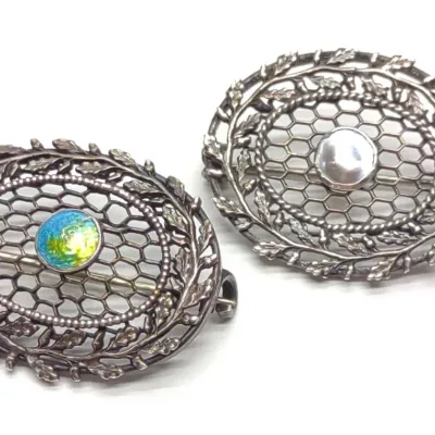 Sale Photo Thumbnail #269: (2) 1910 Charles Horner Sterling Silver Brooches