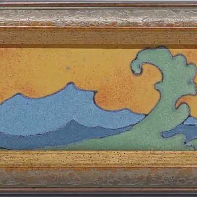 Sale Photo Thumbnail #249: Flint Faience 1920s Wave Framed Pottery Tile Art