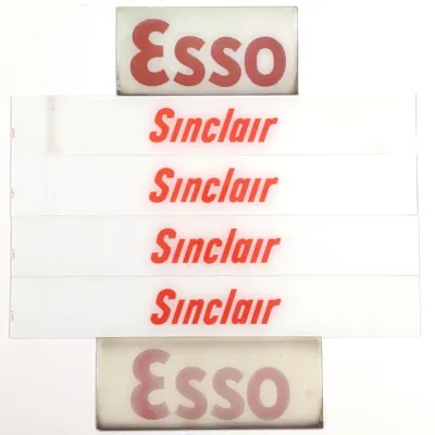Sale Photo Thumbnail #681: 6 Esso & Sinclair Gas Pump Ad Glass Plate Inserts