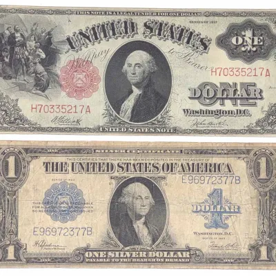 Sale Photo Thumbnail #84: 1917 $1 Legal Tender Note & 1923 $1 Silver Note