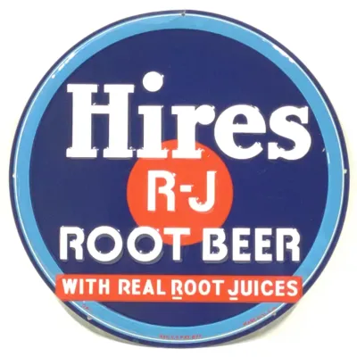 Sale Photo Thumbnail #226: 1940s Hires Root Beer Tin Embossed Sign (SST)