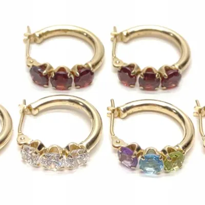 Sale Photo Thumbnail #381: 3 Pairs 14K Yellow Gold Hoop Earrings