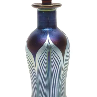 Sale Photo Thumbnail #588: Carl Radke Pulled Feather Art Glass Perfume Bottle