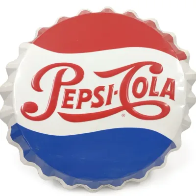 Sale Photo Thumbnail #108: 1965 Pepsi-Cola Tin Bottle Cap Sign (SST)