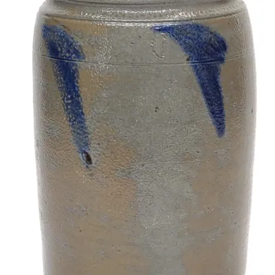 Sale Photo Thumbnail #689: Antique Cobalt Decorated Stoneware Crock