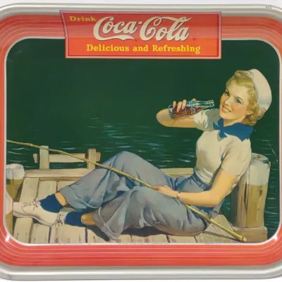 Sale Photo Thumbnail #297: 1940 Coca Cola Sailor Girl Tin Serving Tray