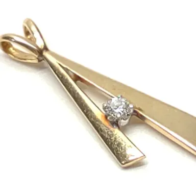 Sale Photo Thumbnail #262: 14K Yellow Gold Diamond Modernist Pendant