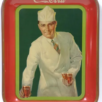 Sale Photo Thumbnail #235: 1927 Coca Cola Soda Jerk Tin Serving Tray
