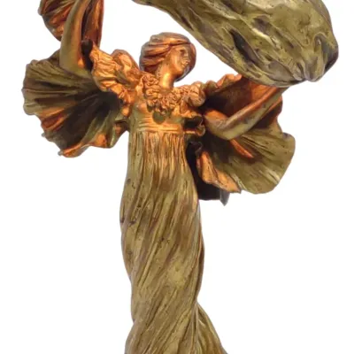 Sale Photo Thumbnail #15: Ernest Wante Art Nouveau Bronze Scarf Dancer Lamp