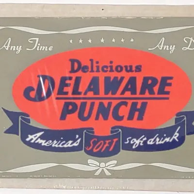 Sale Photo Thumbnail #210: Delaware Punch Flocked Cardboard Soda Sign