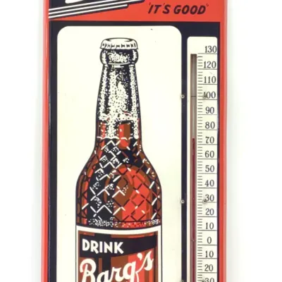 Sale Photo Thumbnail #171: 1961 Barqs Root Beer Tin Advertising Thermometer