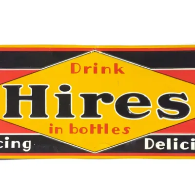 Sale Photo Thumbnail #116: 1920s Hires in Bottles Root Beer Tin Embossed Sign