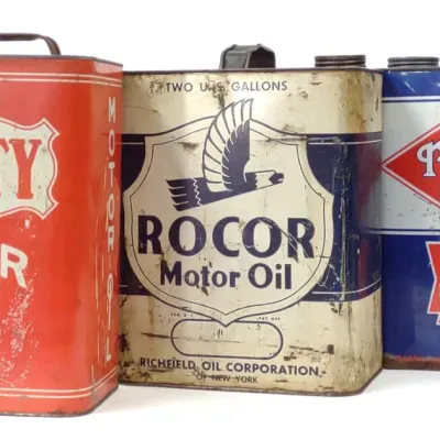 Sale Photo Thumbnail #336: (3) Penn-Rad, Rocor & Purity Two Gallon Oil Cans