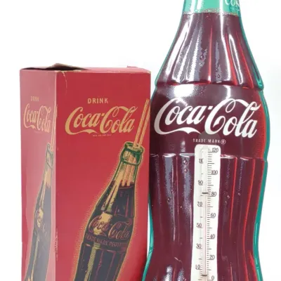 Sale Photo Thumbnail #363: 1950s Coca Cola Tin Thermometer & Full Straw Box
